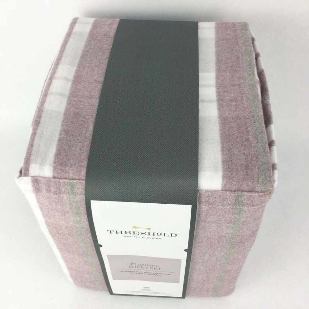 NWT Purple Plaid Striped flannel sheet set Twin - Picture 4 of 5